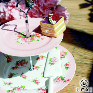 Plateau rond à gâteau en porcelaine Fine, support à pâtisserie en céramique de 2 niveaux pour la maison, les hôtels, les restaurants et les mariages, vente en gros en chine - Product Image 2