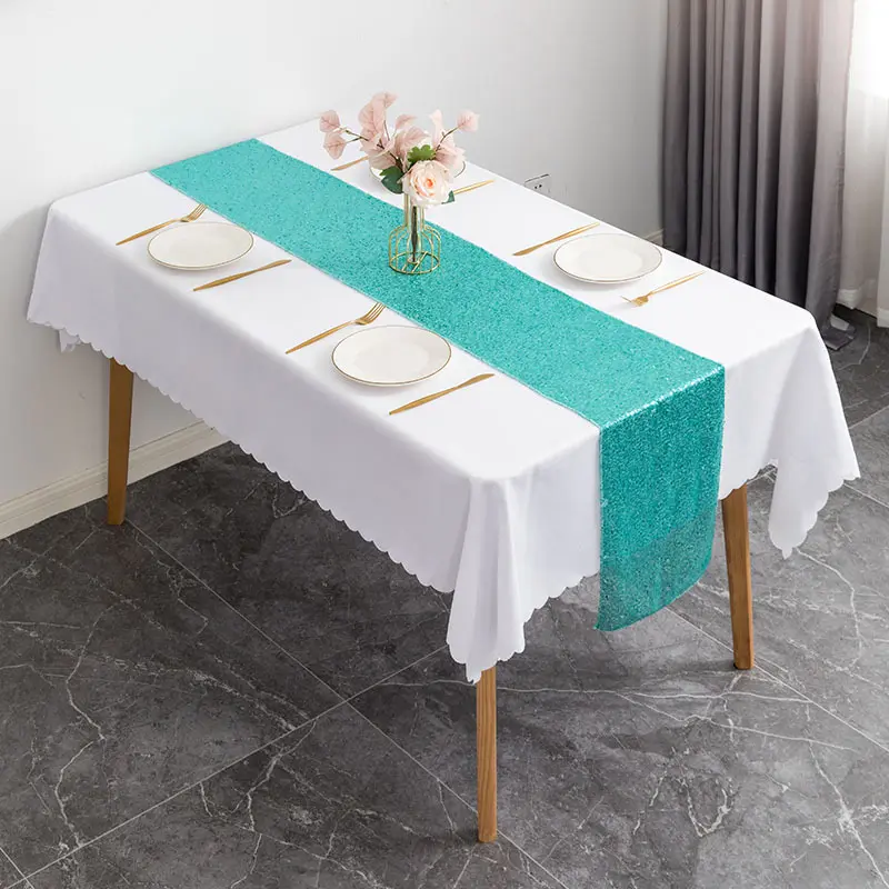 Caminos de mesa de lentejuelas para boda, personalizado, directo de fábrica, alta calidad, para banquete, fiesta, decoración del hogar