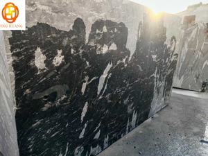 Dalle de marbre italien moderne polie, élégante et poétique, motif de peinture à l'encre noire et blanche, tempête cosmique cambrienne, pierre naturelle - Product Image 5