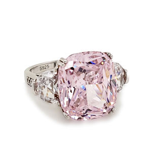 أعلى مستوى حجر كريم زركون لامعة خاتم cz في الفضة ماس وردي مجوهرات - Product Image 6