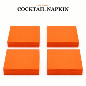 Plain Solid Orange <b>Paper</b> Cocktail <b>Napkins</b> Square Colored Serviettes for Party Wedding Banquet - Product Image 2