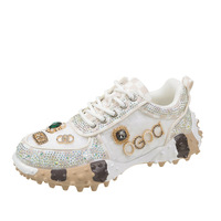 Baskets basses tendance pour femmes avec strass - Respirantes, semelle plate, décorées de strass, baskets décontractées avec design antidérapant