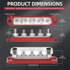 Bloque de Barra de Distribución de Cinco Terminales, 12V 150A, Barra de Distribución Compacta con Cubierta Protectora, Barra de Distribución Común para Cableado Fuera de la Red y Automotriz - Product Image 2