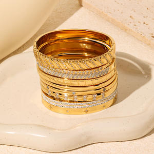 Gesper baja tahan karat kelas atas bebas noda PVD <span class=keywords><strong>18K</strong></span> gelang berlapis emas gelang Zircon untuk hadiah perhiasan sehari-hari wanita - Product Image 3