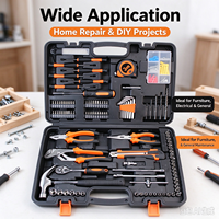 Ensemble d'outils de bricolage 109 pièces, kit d'outils manuels multifonctionnels pour la réparation à domicile avec embouts de perçage, boîte en plastique