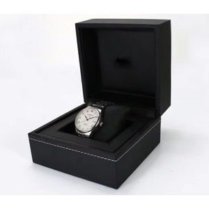 Custom Logo Black Single Watch Box Square Leather Watch Display Box with Soft <b>Cushion</b> Dustproof Watch <b>Storage</b> Box for Daily Use - Product Image 1