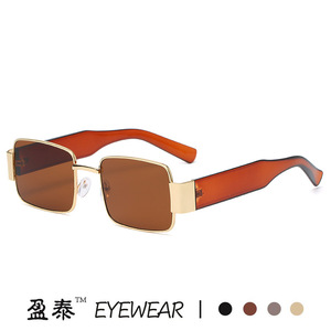 Eyewear <b>Square</b> Frame <b>Sunglasses</b> Gold Metal PC Lens UV400 Unisex Street Style - Product Image 4
