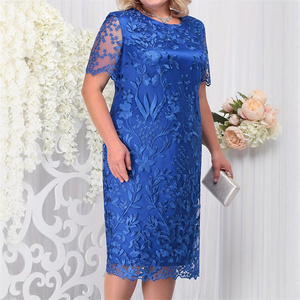 <span class=keywords><strong>Personalizzato</strong></span> Oem Plus Size <span class=keywords><strong>ricamato</strong></span> in pizzo manica corta sottile abiti formali africani per <span class=keywords><strong>abbigliamento</strong></span> donna - Product Image 3