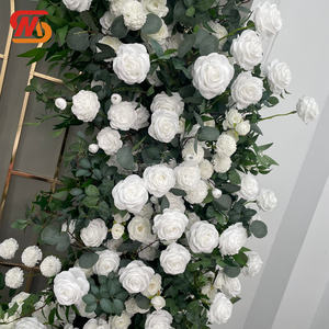 SMOOTH Moon Shape White Rose With Greenery Silk Flower Horn Arch for Wedding - Product Image 3