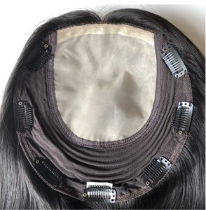 Topper Kosher Juif Personnalisé pour <span class=keywords><strong>Femme</strong></span>, Base en Soie, <span class=keywords><strong>Cheveux</strong></span> Humains Vierges Chinois, Cuticules Alignées, pour la Restauration des <span class=keywords><strong>Cheveux</strong></span> - Product Image 1