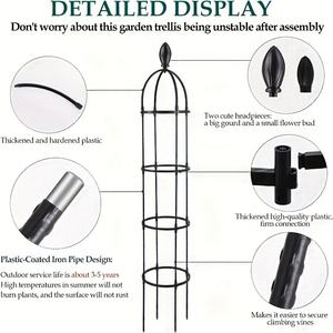 Lot de 2 treillis obélisque pour plantes grimpantes d'extérieur 6,6 pieds, treillis de jardin en forme de tour pour plantes en pot d'intérieur avec attaches torsadées - Product Image 2