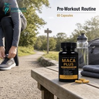 Capsules de complément alimentaire à base de plantes Maca Plus pour un soutien quotidien de l'énergie et de la vitalité avec du ginseng, de l'ashwagandha et du poivre noir, 60 capsules