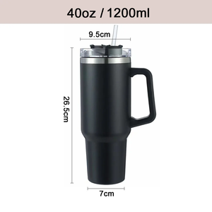 40oz Stainless Steel Tumbler With Handle And Straw Vacuum Insulated Travel <b>Mug</b> Minimalist Design White <b>Box</b> Packaging - Product Image 6