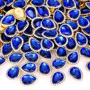 Pierres précieuses en forme de tournesol OLeeya de haute qualité avec griffes métalliques, base dorée, grandes cristaux en forme de goutte à coudre pour bijoux en strass - Product Image 2