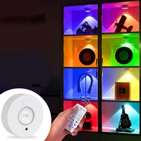 Lumière LED RGB pour armoire, rechargeable, télécommande, magnétique, pour armoire à vêtements, armoire à vin, décoration, lumière LED sans fil pour étagère, lumière de nuit