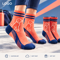 Chaussettes fantaisie amusantes orange marine avec motif animalier, en tricot, idéales comme cadeau, impression originale, marque privée, commande personnalisée, approbation de la coupe
