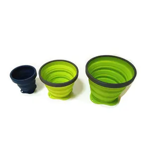 Custom Portable Silicone Foldable Mug Reusable Outdoor Camping Cup Foldable Dinnerware For Easy Storage