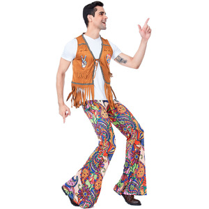 Nouveaux styles 2026 – Costume de <span class=keywords><strong>couple</strong></span> Halloween années 70 rétro hippie <span class=keywords><strong>disco</strong></span> – Costume indien primitif autochtone pour homme - Product Image 3