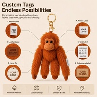 Porte-clés en peluche personnalisé, jouet en peluche singe réaliste avec rembourrage en coton PP super doux, cadeau pour enfants