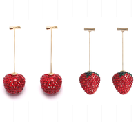 Boucles d'oreilles en diamant rouge pomme fraise cerise coréennes, boucles d'oreilles pour femmes, boucles d'oreilles à la mode fraise, boucles d'oreilles de conception tendance, vente en gros