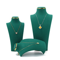 Présentoir de bijoux en microfibre vert-gris haut de gamme BETTER pour la vente en gros