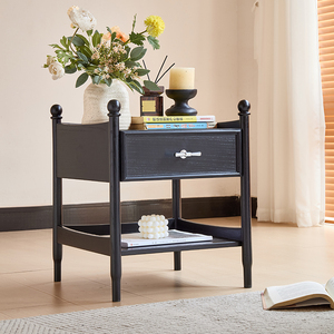 Solid Wood Nightstand <b>Small</b> Simple Modern New Light Luxury High-end Apartment Bedroom Storage Cabinet Furniture 1 <b>Drawer</b> K112 Be - Product Image 5