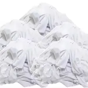 Fornitura di rifiuti tessili t-shirt bianca industriale stracci per tagliare vestiti usati per pulire stracci di stoffa