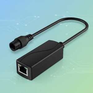 Convertisseur PoE Gigabit 2 ports noir en plastique haute efficacité 48V 24V, conversion industrielle à 95%, compact, IEEE 802.3af/at - Product Image 1