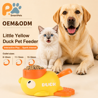 Distributeur automatique de nourriture pour animaux de compagnie SmartPets en forme de canard avec base en plastique, jouet interactif pour l'alimentation des chats d'intérieur