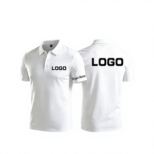 Custom Printed White Men's Cotton Polo Shirt Breathable Waterproof Windproof Work Fashion Uniform Silk Screen Printed ODM - Product Image 1