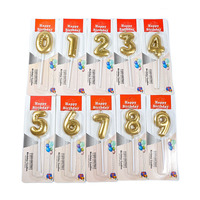 Goldfolien-Ballon 3D-Zahlenkerzen Mylar-Ballon-Stil Ziffernkerzen für Geburtstagstorten-Dekorationen und Partyzubehör