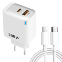 Chargeur 200W Multi-ports Charge Rapide EU/US/UK Qc3.0pd USB C Type C Chargeur de Téléphone Portable pour Iphone Samsung