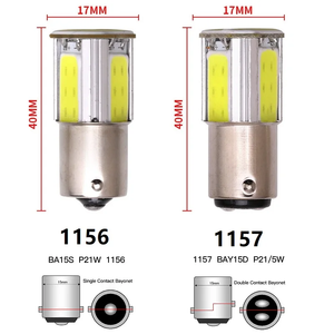 슈퍼 밝은 다채로운 COB LED 단일 두 접촉 자동차 Led 방향 지시등 램프 1156 자동 빨강 녹색 백색 다이오드 브레이크 램프 DC 12V - Product Image 2