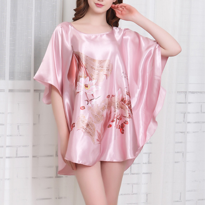 New Red Phụ Nữ Sexy Satin Quần Áo Ngủ Áo Ngủ Cộng Với Kích Thước Lỏng Kaftan Bath Gown Nightdress Mùa Hè Quần Áo Ngủ Cưới Đêm Ăn Mặc