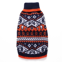 Pull pour chien en polyester imprimé classique de designer tricoté à la main pour l'hiver chaud col roulé pour grands chiens