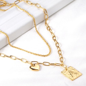 Collier superposé pour femme en plaqué or 18 carats PVD, motif coquillage, conque, lune, cœur, étoile, chaîne d'été, pendentif, bijoux de haute qualité - Product Image 4