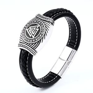 Pulsera de Cuero con Martillo de Thor Mjolnir de Acero Inoxidable, Estilo Vikingo Escandinavo Nórdico, la Más Vendida al por Mayor - Product Image 2