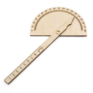 Regla de ángulo de 180 grados de madera para niños, juguete educativo de ciencia DIY, modelo de transportador, forma geométrica, control manual - Product Image 2