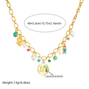 Delicado Collar con Colgante de Elefante para Mujer, Chapado en Oro PVD de 14k y 18k, Acero Inoxidable 316L, Joyería Fina - Product Image 5