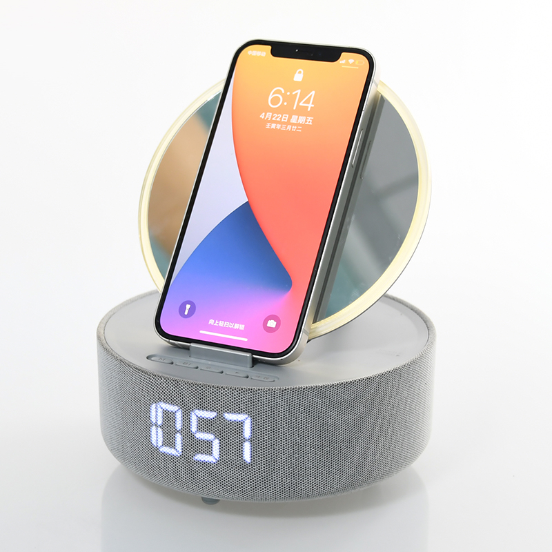 Портативный светодиодные часы с будильником, лучший динамик 15 Вт мобильного телефона быстрой беспроводной зарядки по стандарту Qi динамик