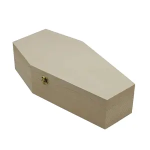 अधूरा हेलोवीन लकड़ी उपहार ताबूत बॉक्स बड़े हेलोवीन सजावट उपहार ताबूत अंगूठी बॉक्स लकड़ी के पालतू कलश कास्केट