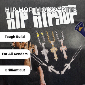 จี้รูปกางเขนมอยส์ซาไนต์ ดีไซน์ใหม่จาก J&C เงินแท้ 925 ชุบทอง สไตล์ฮิปฮอป พร้อมสร้อยคอเครื่องประดับคุณภาพสูง - Product Image 2