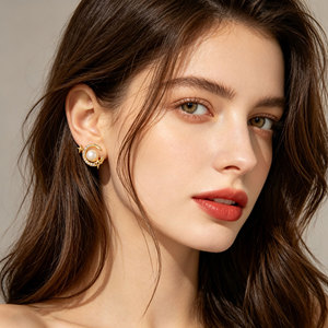 Star Moon Pearl Stud <b>Earrings</b> Gold Plated With Zircon 925 Silver <b>Post</b> For Women - Product Image 2