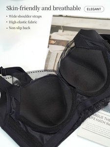 Sujetador Elegante con Escote en V y Ribete de Encaje, Diseño de Espalda en U, Moldeador, Transpirable, de Punto, Evita la Flacidez - Product Image 5