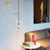Décoration d'intérieur de style minimaliste Applique murale à led en fer couleur laiton antique avec couvercle en verre
