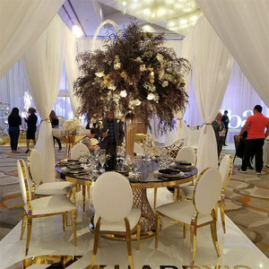 Golden Iron <b>Table</b> Centerpiece For Weddings And <b>Parties</b> Round <b>Tables</b> With Elegant Metallic Wedding - Product Image 6