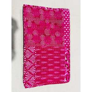 Traditional Cotton Kantha Quilt Bedspread Featuring Hand Block <b>Printed</b> Artwork And Timeless Stitch Design <b>For</b> Cozy <b>Bedroom</b> - Product Image 1