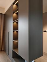 Armoire de chambre à coucher moderne et simple de couleur grise, éclairage LED, design écologique et durable, pour salon, villa, prix direct d'usine, économique