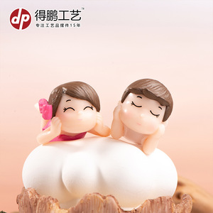 Dp Craft Cartoon Couple <b>Miniature</b> Resin Figurine Home Decoration Decorative Ornament Injection Molding Handmade - Product Image 4