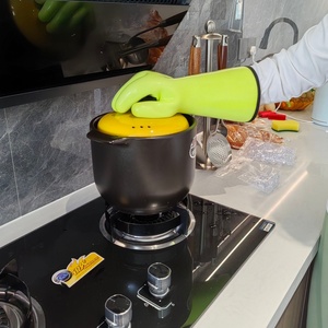 Yellow Food Grade <b>Oven</b> Mitts Printed Silicone Work <b>Gloves</b> Waterproof and Heat Resistant - Product Image 6